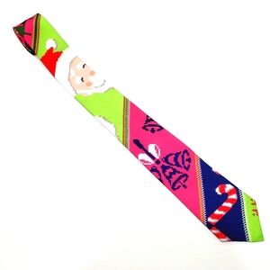 Holiday Time Necktie Multicolor Christmas Theme Men's Silk Neck Tie 58x2.75"